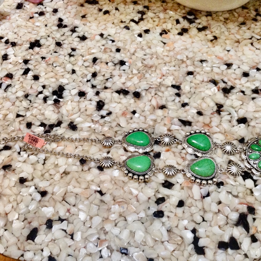 Green Big Bold Southwestern Adjustable Necklace 490 Carats NWT - Picture 2 of 3